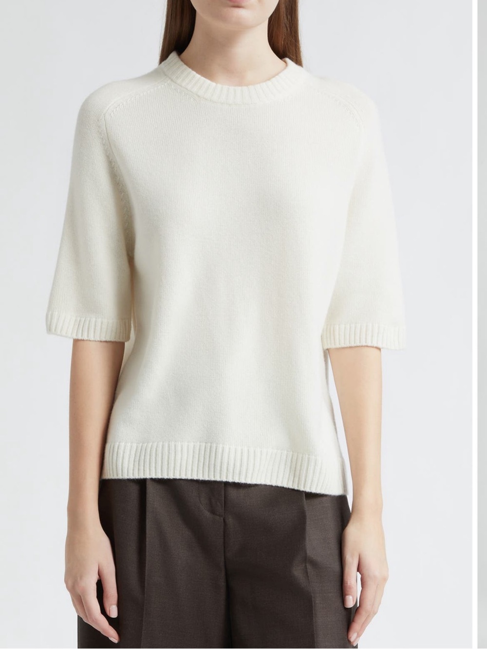 LOULOU DE SAISON Dara Elbow Sleeve Cashmere Sweater